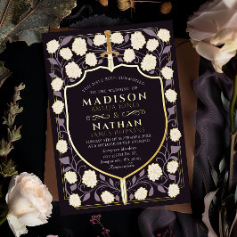 剣&シールド中世ファンタジーモノグラム結婚ズ 箔招待状