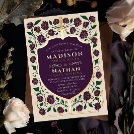 剣&シールド中世ファンタジーモノグラム結婚ズ 箔招待状