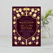 剣&シールド中世ファンタジーモノグラム結婚ズ 箔招待状 (立ち正面)