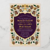 剣&シールド中世ファンタジーモノグラム結婚ズ 箔招待状 (正面)