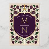 剣&シールド中世ファンタジーモノグラム結婚ズ 箔招待状 (裏面)