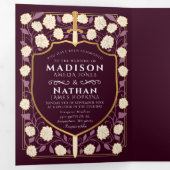 剣&シールド中世ファンタジー結婚の赤 三つ折り招待状 (内部最初)