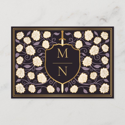 剣&シールド中世ファンタジー結婚式RSVP エンクロージャーカード (裏面)