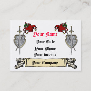 剣、盾および旗の名刺のテンプレート 名刺