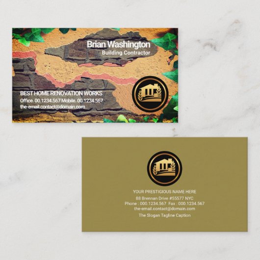 剥がれ石膏古れんが石壁石造 名刺 (正面/裏面)