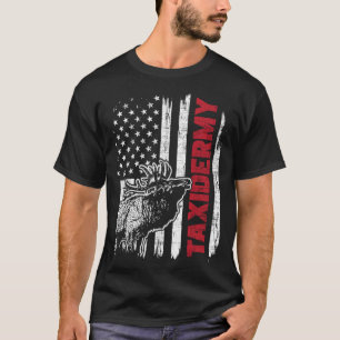 剥製アメリカ国旗剥製の鹿が詰め込むアニメーション Tシャツ