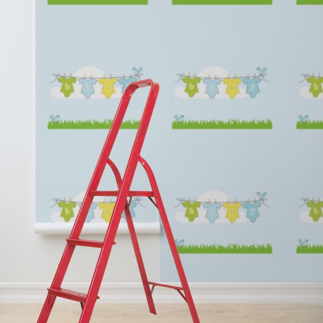 剥離とスティック壁紙子供部屋ベビーブルー 壁紙 (Peel and stick wallpaper Nursery Baby Blue Wallpaper)