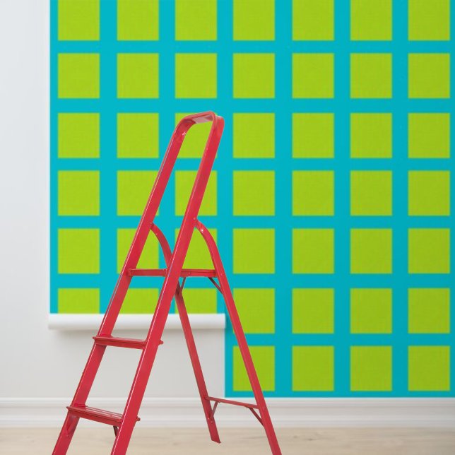 剥離及びスティック壁紙ブルーライムグリーンスクウェアP 壁紙 (Peel and Stick Wallpaper Blue Lime Green Squares P Wallpaper)
