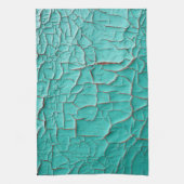 剥離素朴絵を描ティール(緑がかった色)ピンクヴィンテージ キッチンタオル (縦)