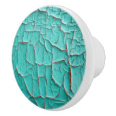 剥離素朴絵を描ティール（緑がかった色）青い緑のヴィンテージ セラミックノブ (右)