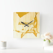 剥離絵を描 スクエア壁時計 (ホーム)