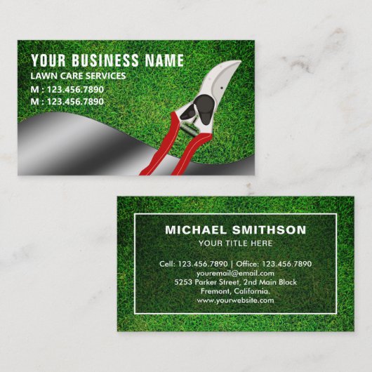 剪定ばさみ園芸造園気に芝 名刺 (正面/裏面)