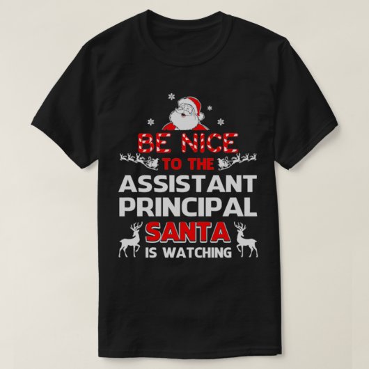 副校長のクリスマスセーターサンタ Tシャツ (デザイン正面)