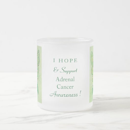 副腎がん緑色認識度リボンエンジェルマグ フロストグラスマグカップ (中央)