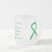 副腎がん緑色認識度リボンカスタムマグカップ フロストグラスマグカップ (正面右)