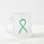 副腎がん緑色認識度リボンカスタムマグカップ フロストグラスマグカップ (左)
