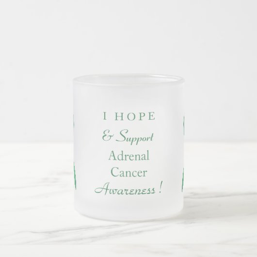 副腎がん緑色認識度リボンカスタムマグカップ フロストグラスマグカップ (中央)