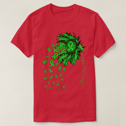 副腎認識度ひまわりリボン花秋 Tシャツ (デザイン正面)