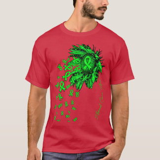 副腎認識度ひまわりリボン花秋 Tシャツ