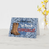 割り当てられて女性のカーボーイの誕生日があります カード (黄色い花)