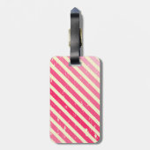 割れたピンクのグラデーションでストライプな荷物のラベル ラゲッジタグ (裏面縦)