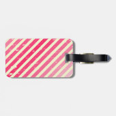 割れたピンクのグラデーションでストライプな荷物のラベル ラゲッジタグ (裏面横)