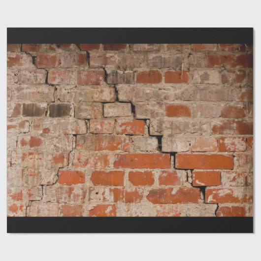 割れたレンガ壁 ラッピングペーパー (フラット)