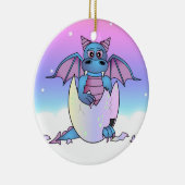 割れた卵-青/紫色のかわいいドラゴンのベビー セラミックオーナメント (右)