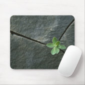 割れた大きい石で育つ植物 マウスパッド (マウス)