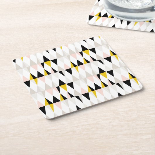 割れた幾何学的な三角形パターン スクエアペーパーコースター (アングル)