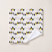 割れた幾何学的な三角形パターン バスタオルセット (ウォッシュタオル)