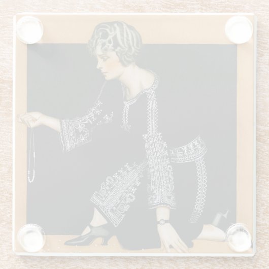 割れた真珠のネックレス ガラスコースター (裏面)