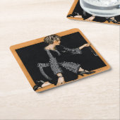 割れた真珠のネックレス スクエアペーパーコースター (アングル)