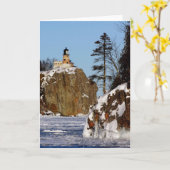 割れた石の灯台挨拶状 カード (黄色い花)