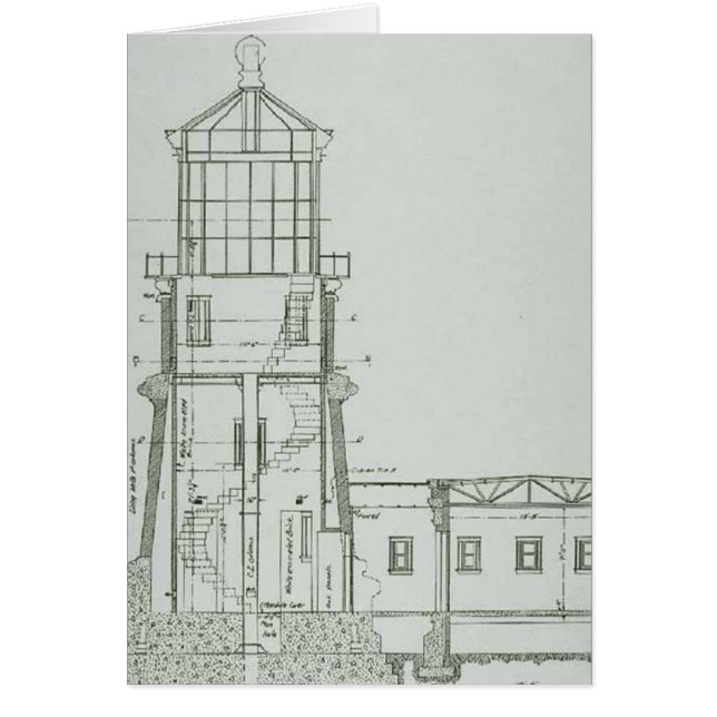 割れた石の灯台設計図 (正面)