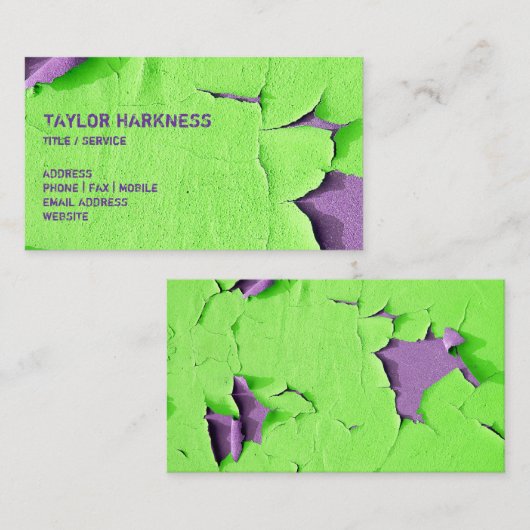 割れた緑の紫色の皮をむくカッコいいによって欠かれるペンキ 名刺 (正面/裏面)