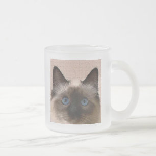 割れた老化するシャム猫のパチパチ鳴る音の古いこんにちはこんにちは フロストグラスマグカップ