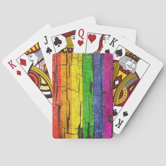 割れた虹のゲイプライドの旗によって皮をむかれるペンキの効果 トランプ (裏面)