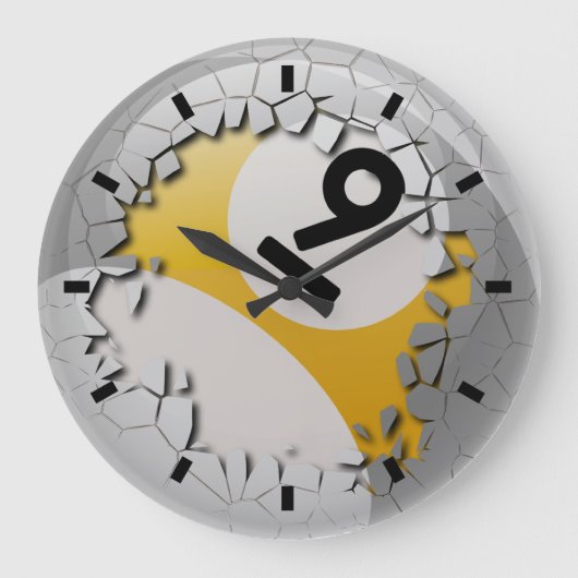 割れた貝は第9ビリヤードボールを取り出します ラージ壁時計 (正面)