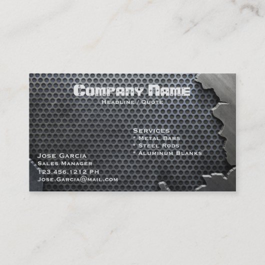 割れた金属 名刺 (正面)