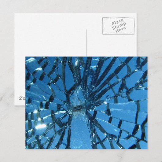 割れた青いガラス ポストカード (正面/裏面)