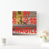 割れ易い模様-剥離-木目 スクエア壁時計 (ホーム)