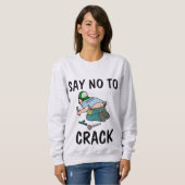 割れ目にノーと言う、配管工のお尻おもしろい、Tシャツ スウェットシャツ (正面フル)