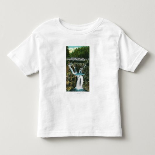 割れ目の石滝および橋の眺め トドラーTシャツ (正面)