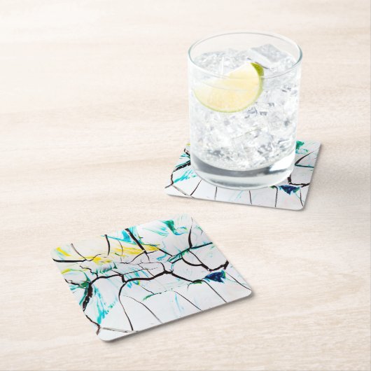 割れ色数々ののアクリル片 スクエアペーパーコースター (インサイチュ)