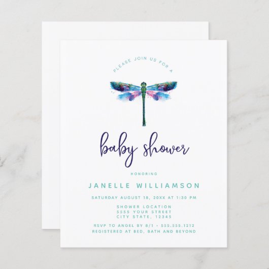 割引の美しいトンボ、赤ちゃんシャワー (正面/裏面)