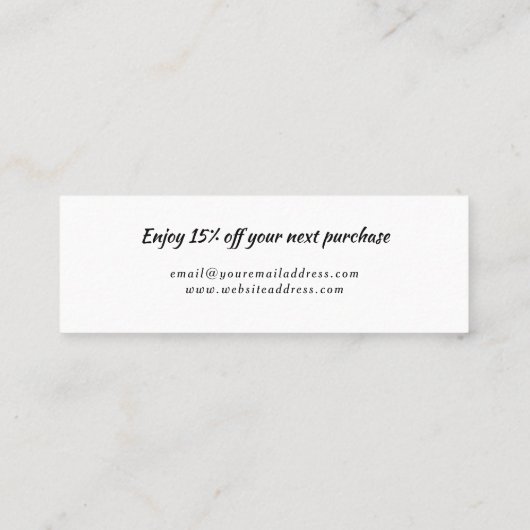 割引カ感謝していードを入れる スキニー名刺 (裏面)