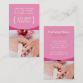 割引クーポンエレガント美しいピンクネイルサロンスパ 割引カード (正面/裏面)