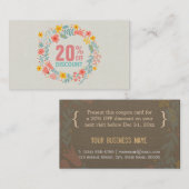 割引クーポンカードエレガント – リネンフローラリース 割引カード (正面/裏面)