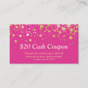 割引クーポンカードグラム金ゴールドピンク紙吹雪ドット 割引カード